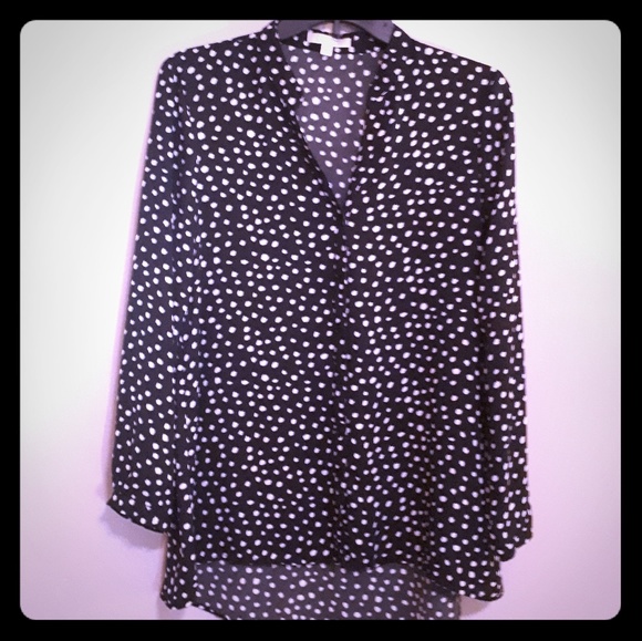 Black & white polka dot chiffon blouse - Picture 1 of 5